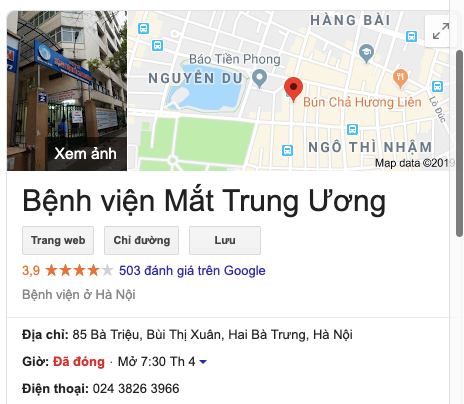 Địa chỉ bệnh viện Mắt Trung ương Hà Nội ở đâu?