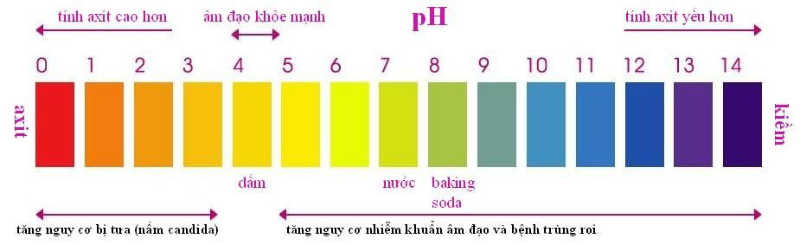 Biểu đồ màu sắc tại que thử viêm nhiễm phụ khoa giúp kiểm tra độ pH âm đạo.